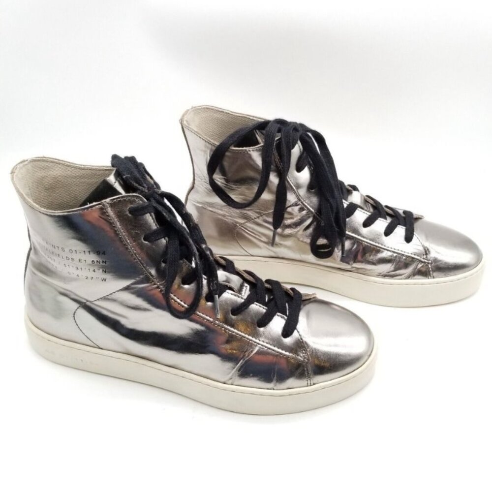 Tana Metallic Leather High Top Trainers 9.5 or 10